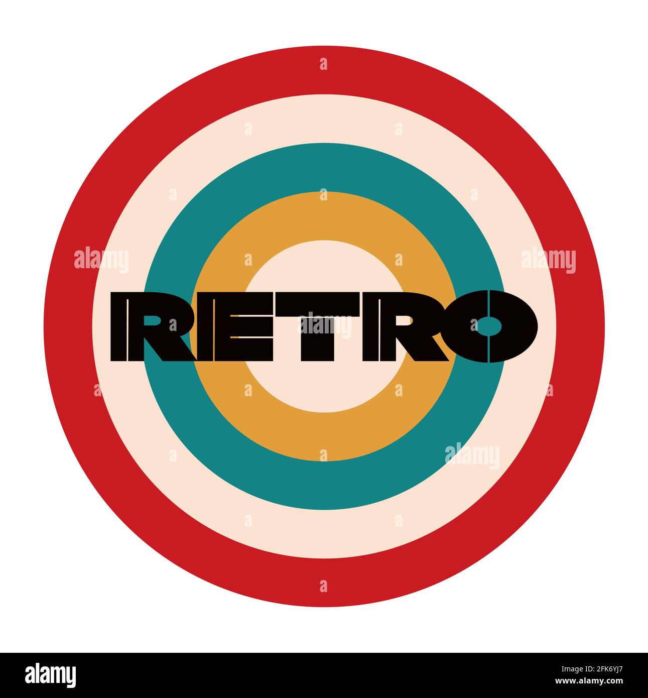 Retro Target Vector Design mit 60er 70er Farbbalken Stock Vektor