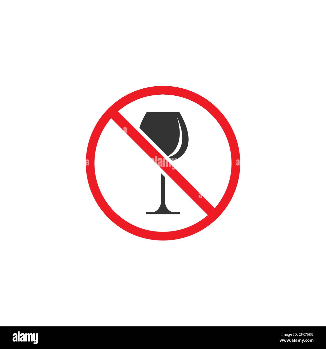 Kein Alkoholzeichen. Symbol für verbotenen Alkohol. Glas in rot gekreuzt. Schild für verbotene Getränke. Trinken Sie keinen Alkohol Vektor-Symbol. Vektorillus Stock Vektor