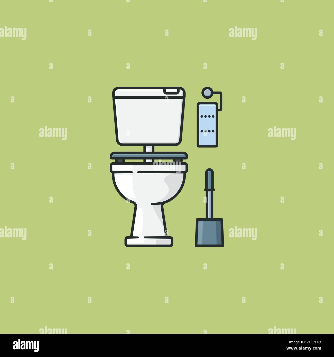 Toilettenvektor-Illustration für den Welt-Toilettentag. Wasserschrank, Toilettenpapier und Toilettenbürste. Symbol für Haushaltsgeräte. Stock Vektor