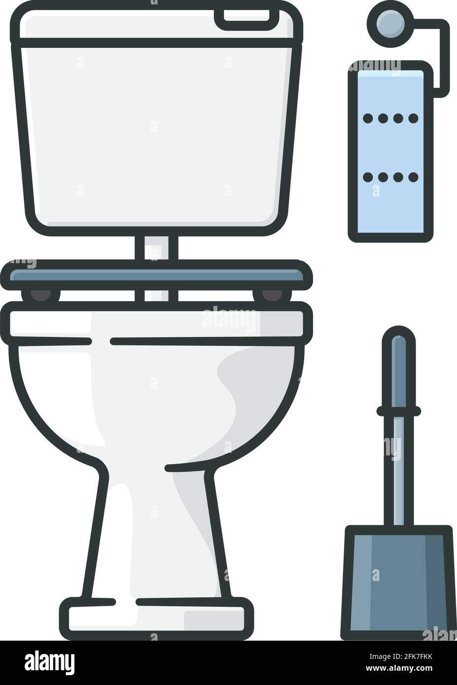 Toilette isoliert Vektor-Illustration für Welt Toilette Tag. Wasserschrank, Toilettenpapier und Toilettenbürste. Symbol für Haushaltsgeräte. Stock Vektor