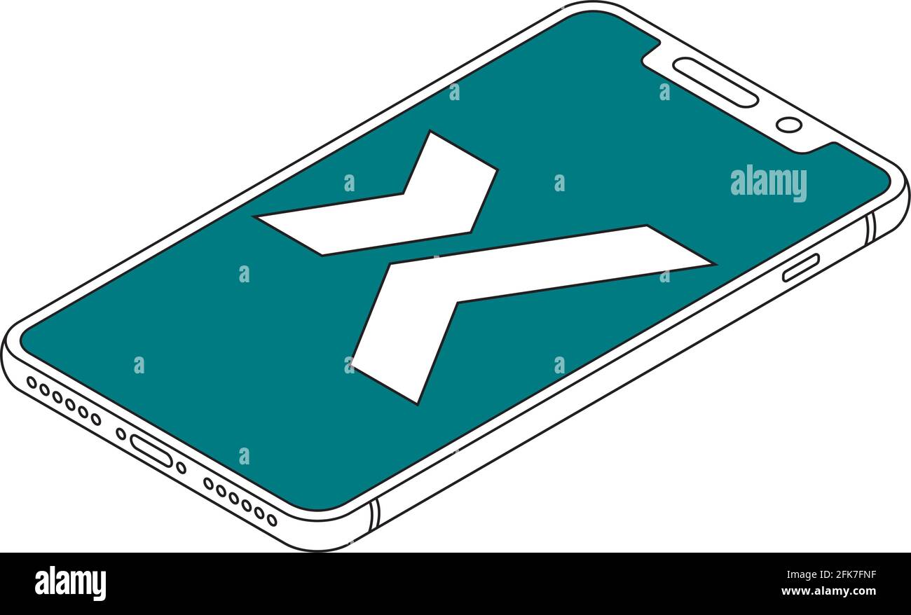 Xing-Logo auf dem iphone X zeigt isometrische Kontur Vektor-Illustration Stock Vektor