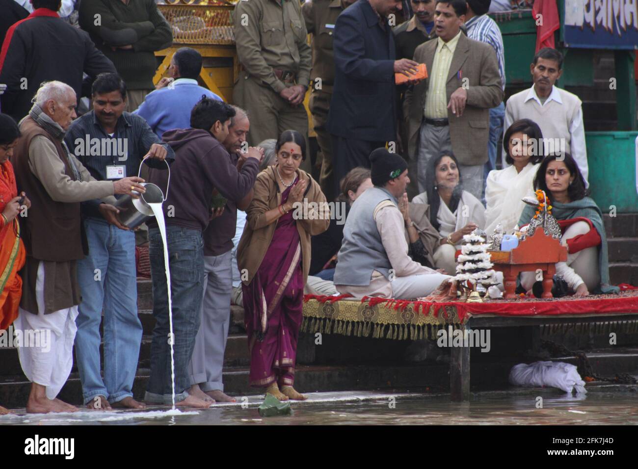 Indien, Uttarakhand, Haridwar. Die Kumbh Mela Wallfahrt. Stockfoto