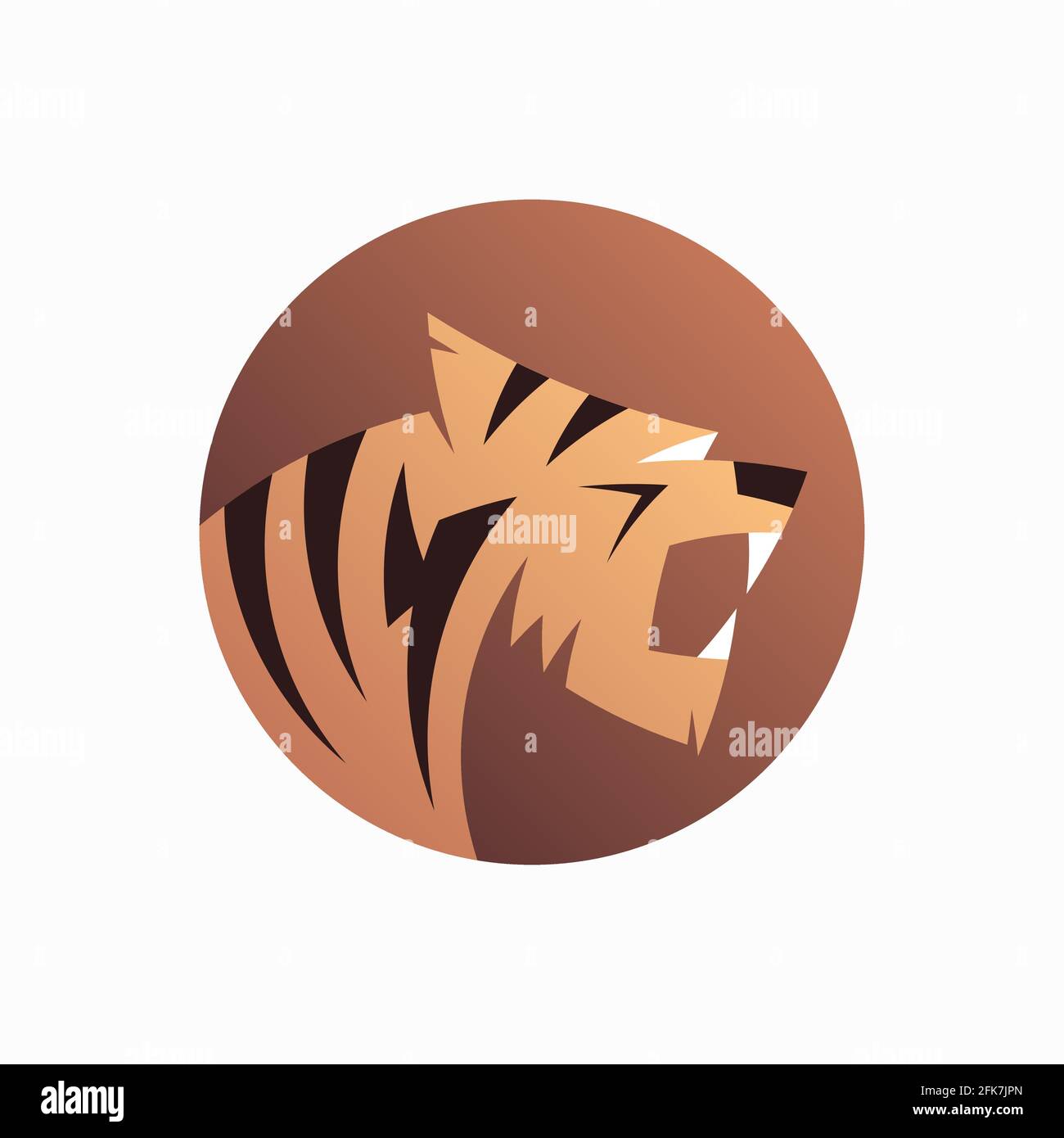 Tiger-Logo-Design. Vektordarstellung des abstrakten brüllenden Tigers isoliert auf weißem Hintergrund Stock Vektor