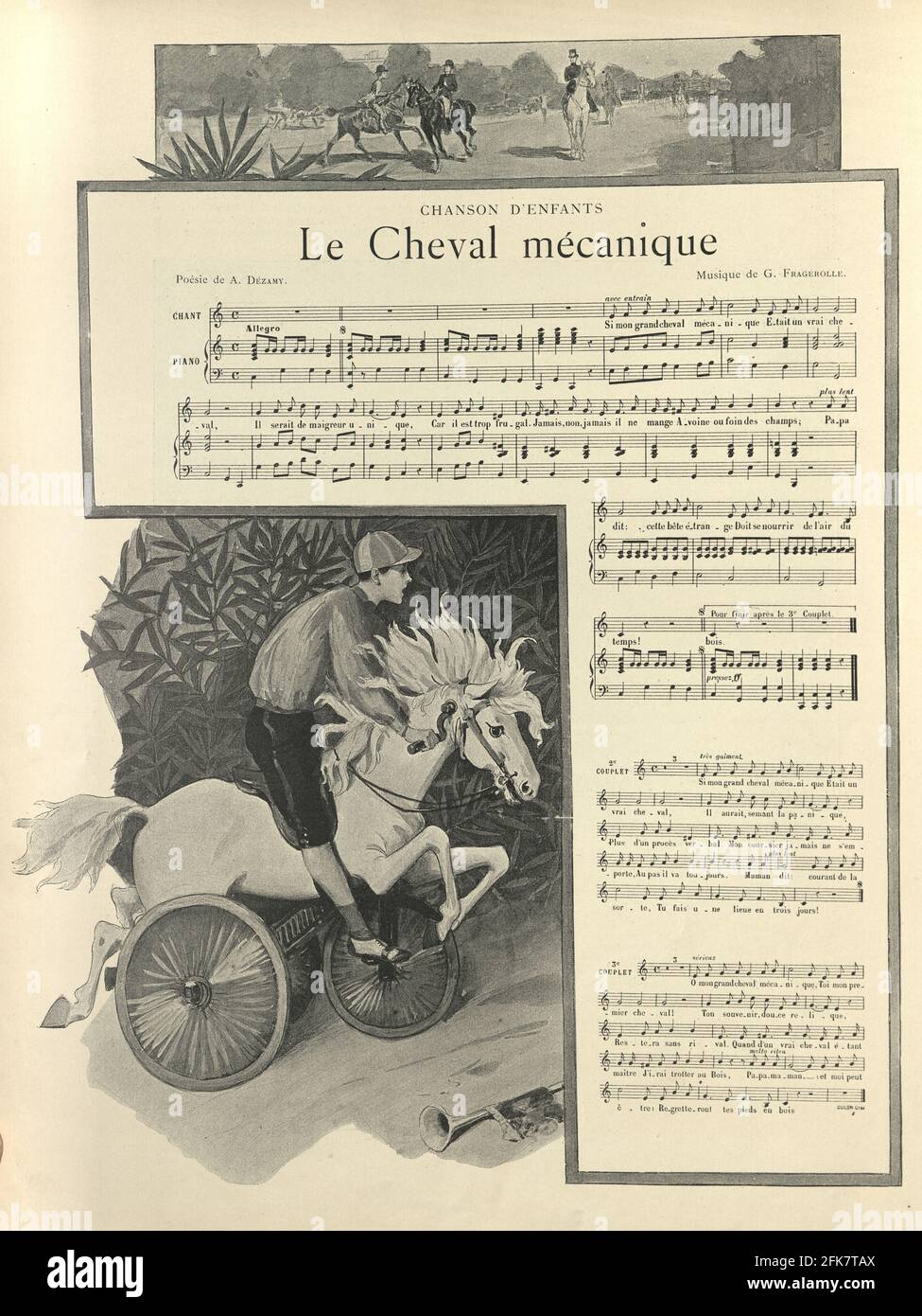 Le Cheval mecanique, das mechanische Pferd, viktorianische Notenblatt, 1890, 19. Jahrhundert Stockfoto