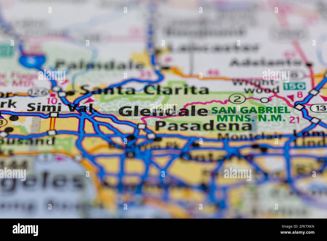 Glendale California USA auf einer Geographie-Karte oder Straße angezeigt Karte Stockfoto