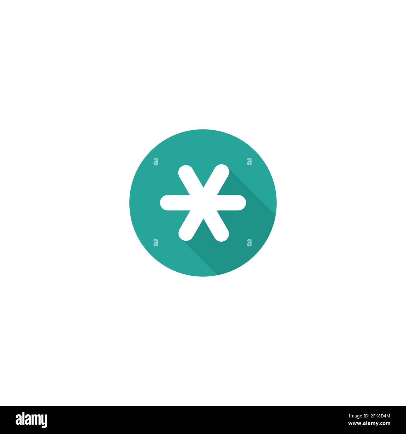 Weiße Sternchen Fußnote mit Schatten in blauem Kreis Symbol. Sternchen. Flaches Symbol des Sternchens auf weißem Hintergrund isoliert. Vektorgrafik. Stern Stock-Vektorgrafik
