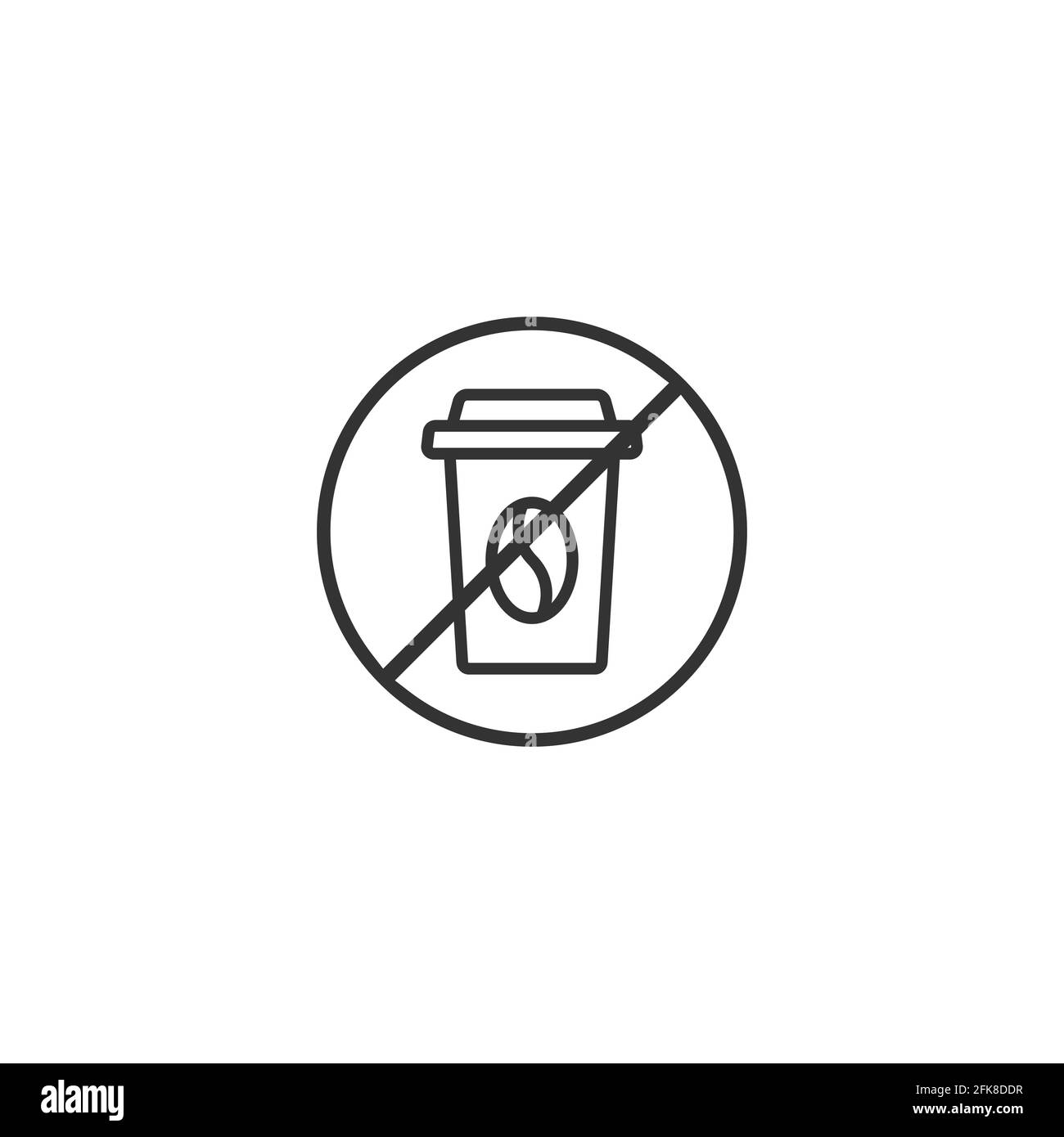 Take-out Kaffeetasse in rot gekreuzten Kreis. Keine Getränke Siegel oder Stempel. Kein Kaffee, Koffein-Symbol. Flache Vektorgrafik isoliert auf weißem Hintergrund. E Stock Vektor