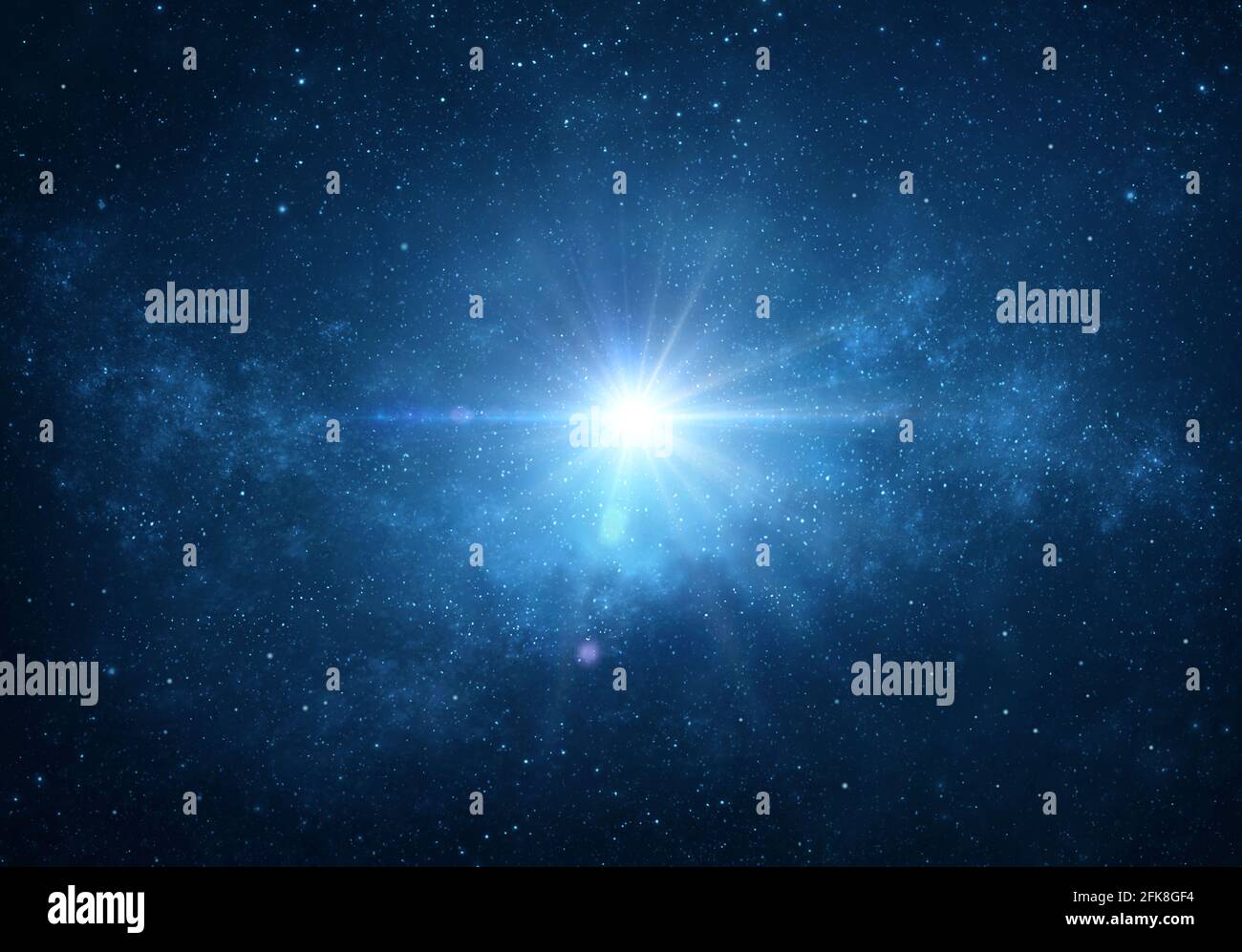 Sternenlicht, Explosion, Glühen, Burst, Explosion in den tiefen Raum, Nachthimmel. Kosmischer Nebel, Galaxie, Milchstraße im Universum. Stockfoto