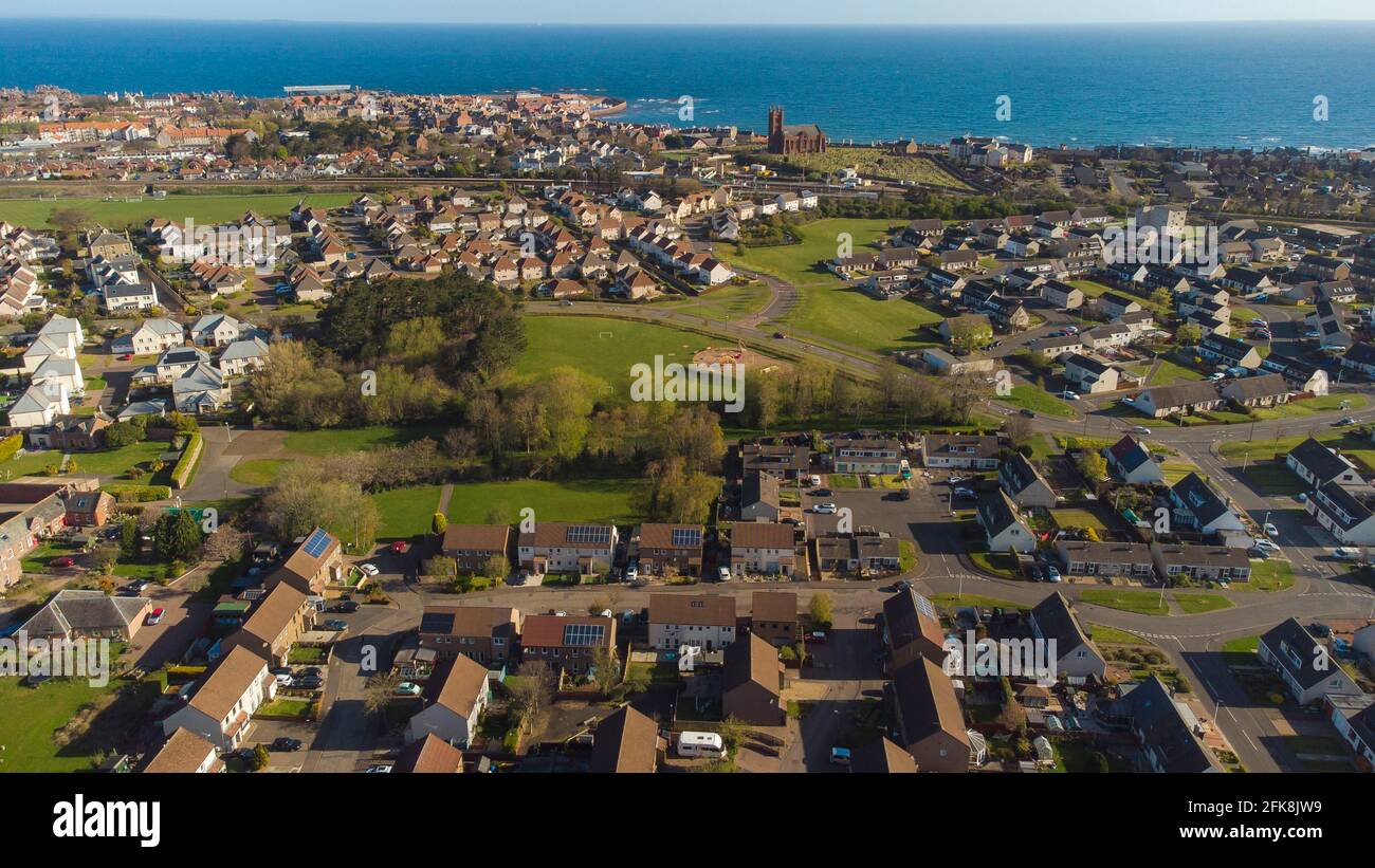 Luftaufnahme von Dunbar in East Lothian. Kredit: Euan Cherry Stockfoto