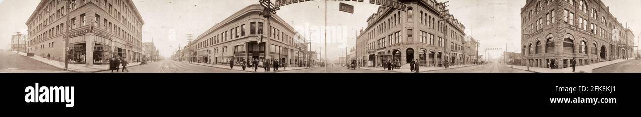Bellingham, Washington, Ecke Holly & Elk Streets, 1909 Stockfoto