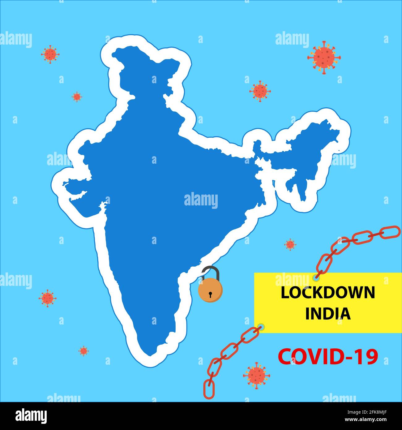 Vollständige Absperrung in Indien gegen das Covid-19-Coronavirus. Menschen bleiben 21 Tage zu Hause, um sich und die Gesellschaft zu schützen. Indien gegen den Roman Corona Stock Vektor