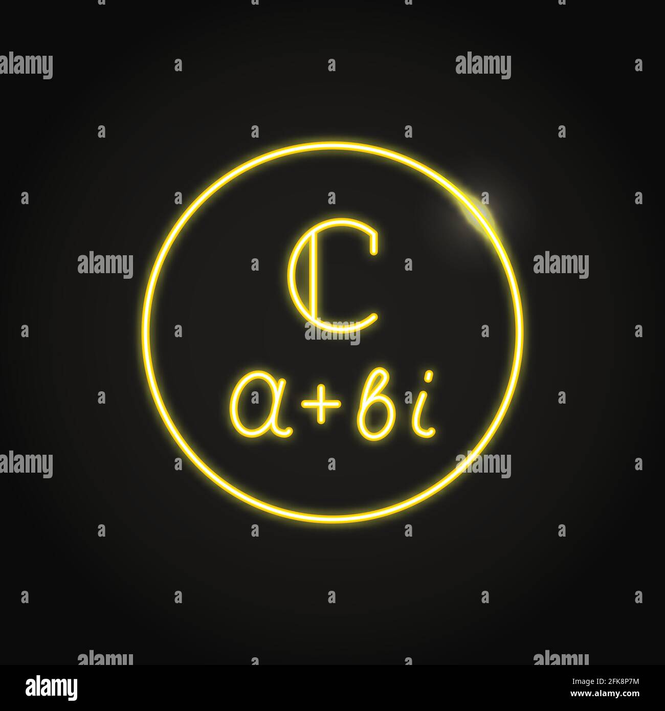 Neon komplexe Zahl Formel Symbol in Linie Stil. Symbol für mathematische Ausdrücke. Vektorgrafik. Stock Vektor