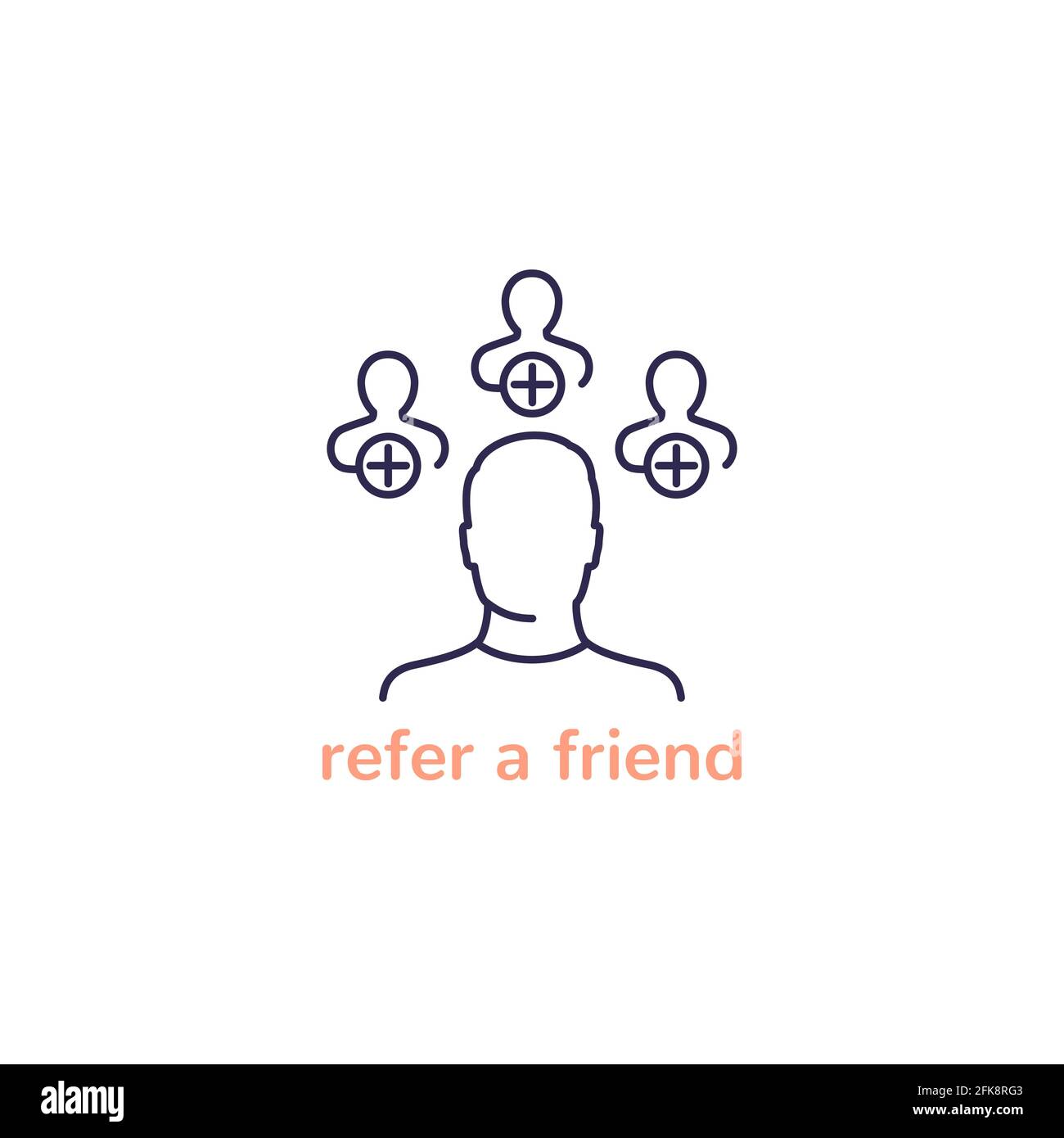 Symbol „Freunde empfehlen“, Linienvektordesign Stock Vektor