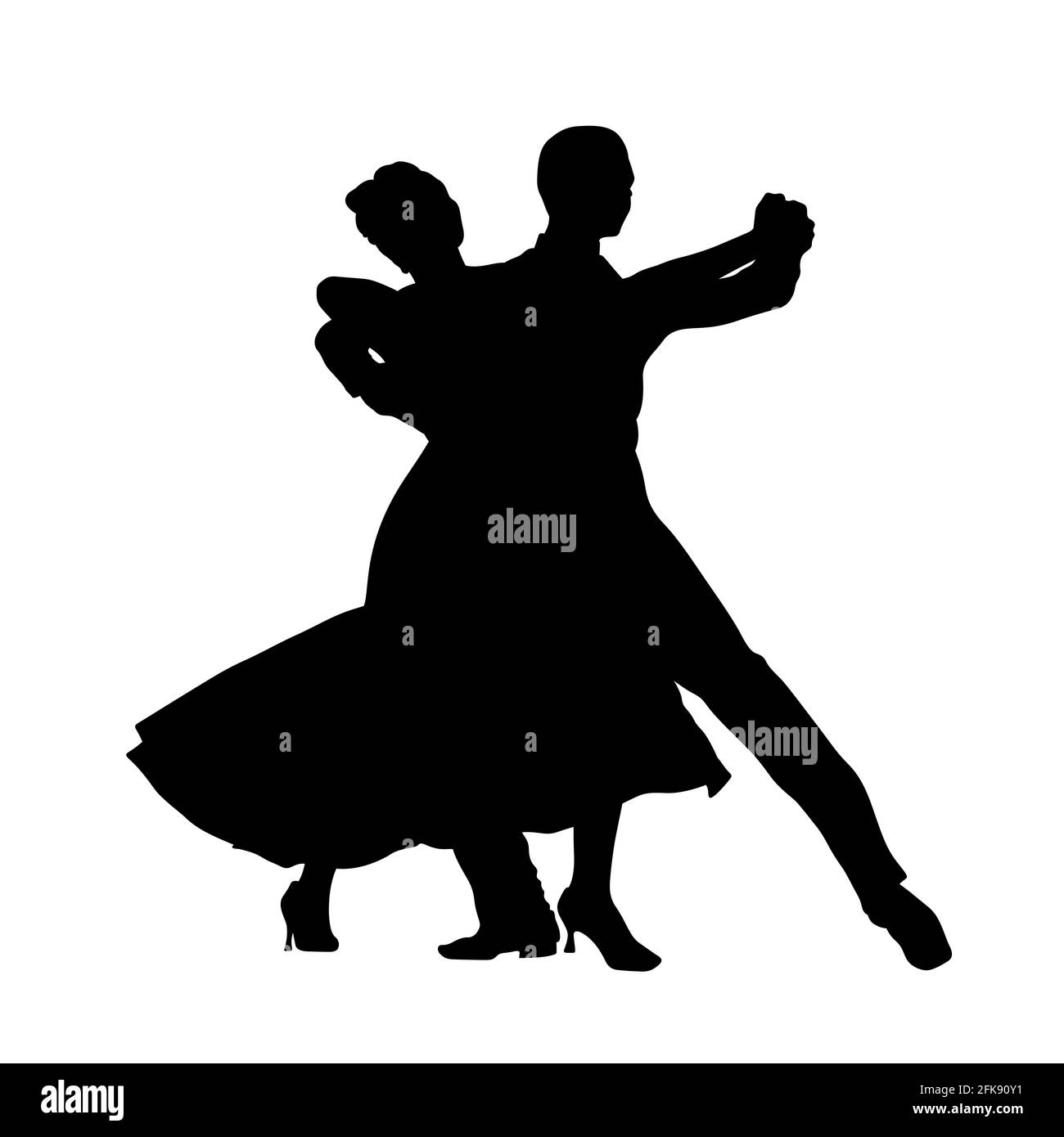 Ballsaal Tanz Paar Mann und Frau schwarze Silhouette Stockfoto