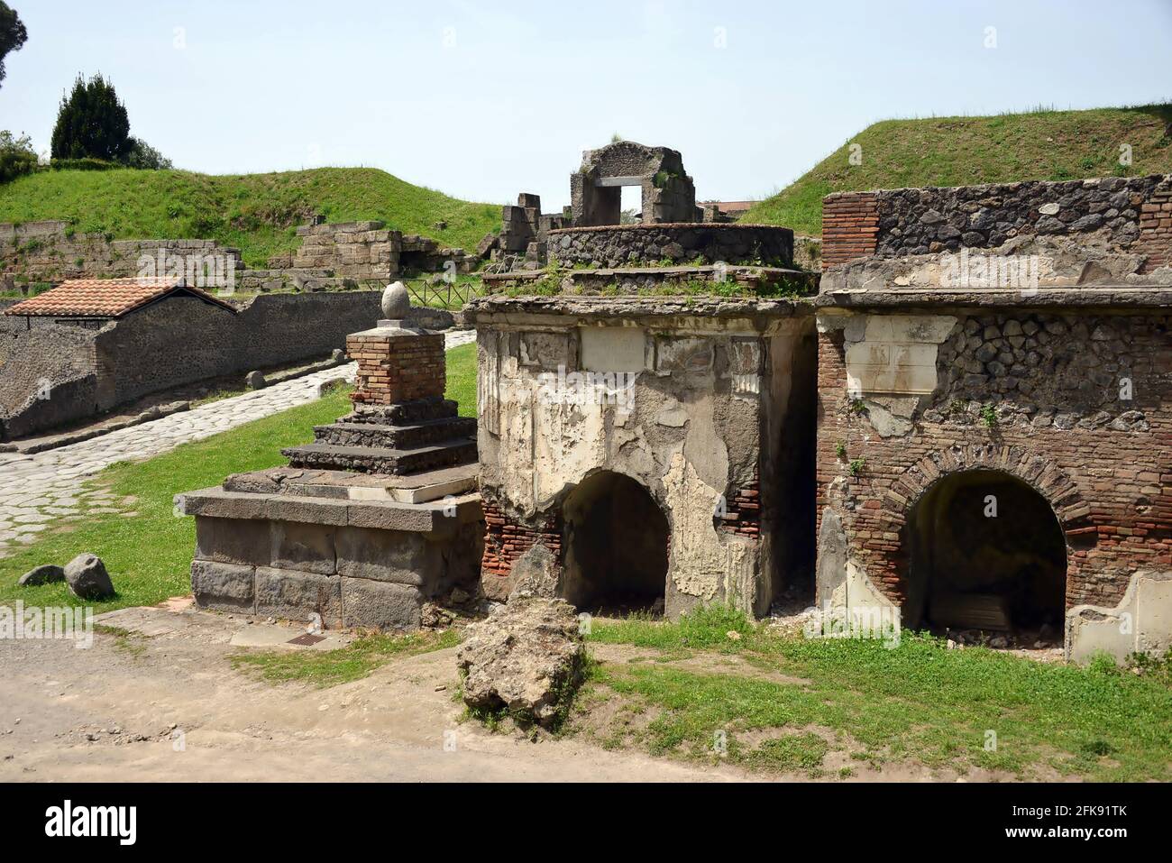 Das antike Pompeji ist eine riesige archäologische Stätte der römischen Stadt und wurde unter Meter Asche und Bimsstein nach dem Ausbruch des Vesuv begraben Stockfoto