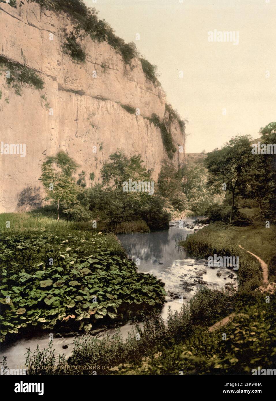 Chee Dale und der Fluss Wye in der Nähe von Buxton, Derbyshire, um 1890-1900 Stockfoto