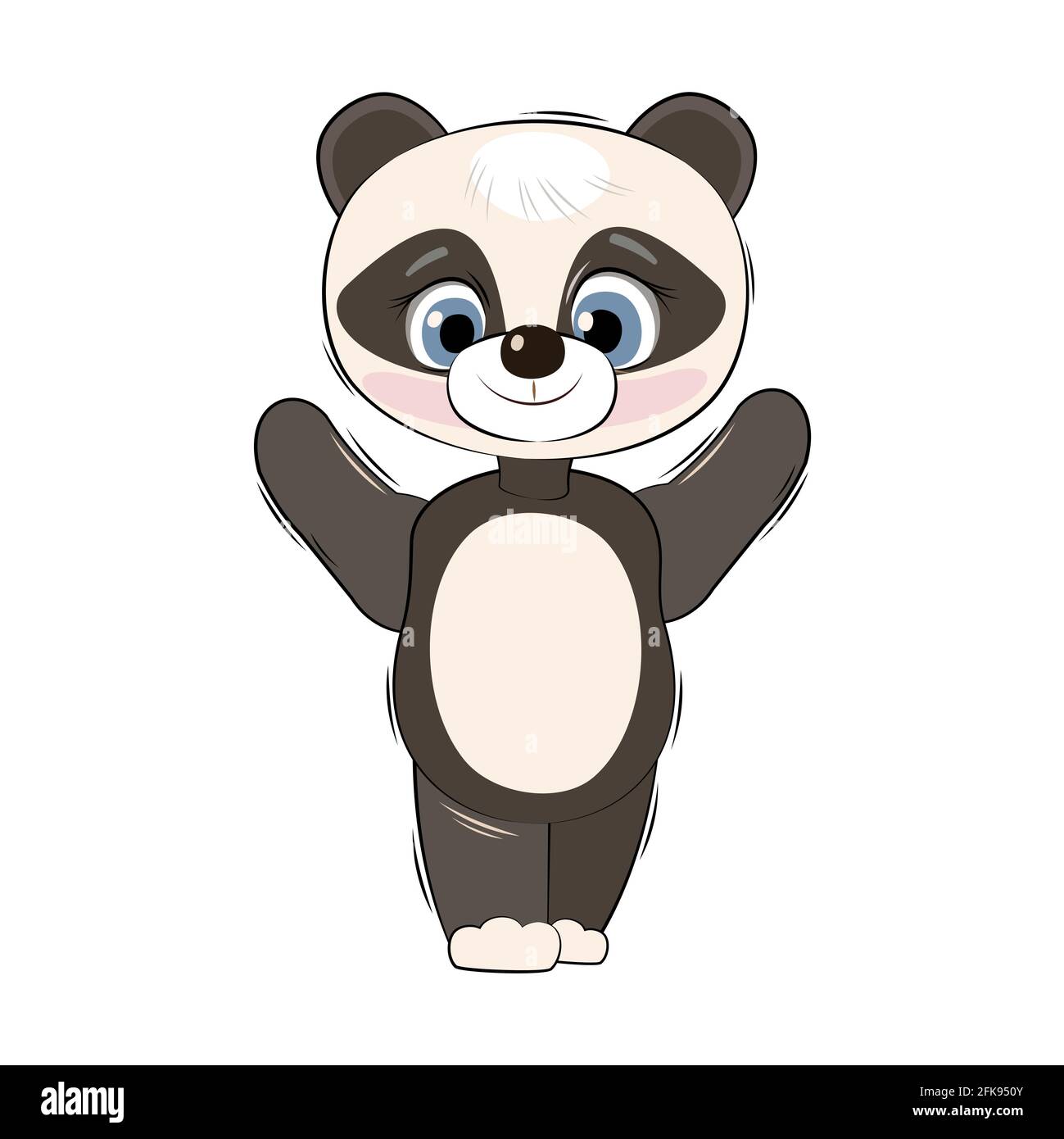 Kleiner Pandabär Junge. Isoliertes Objekt auf weißem Hintergrund. Fröhliche Kind Tier. Cartoons im flachen Stil. Lustig. Vektor Stock Vektor