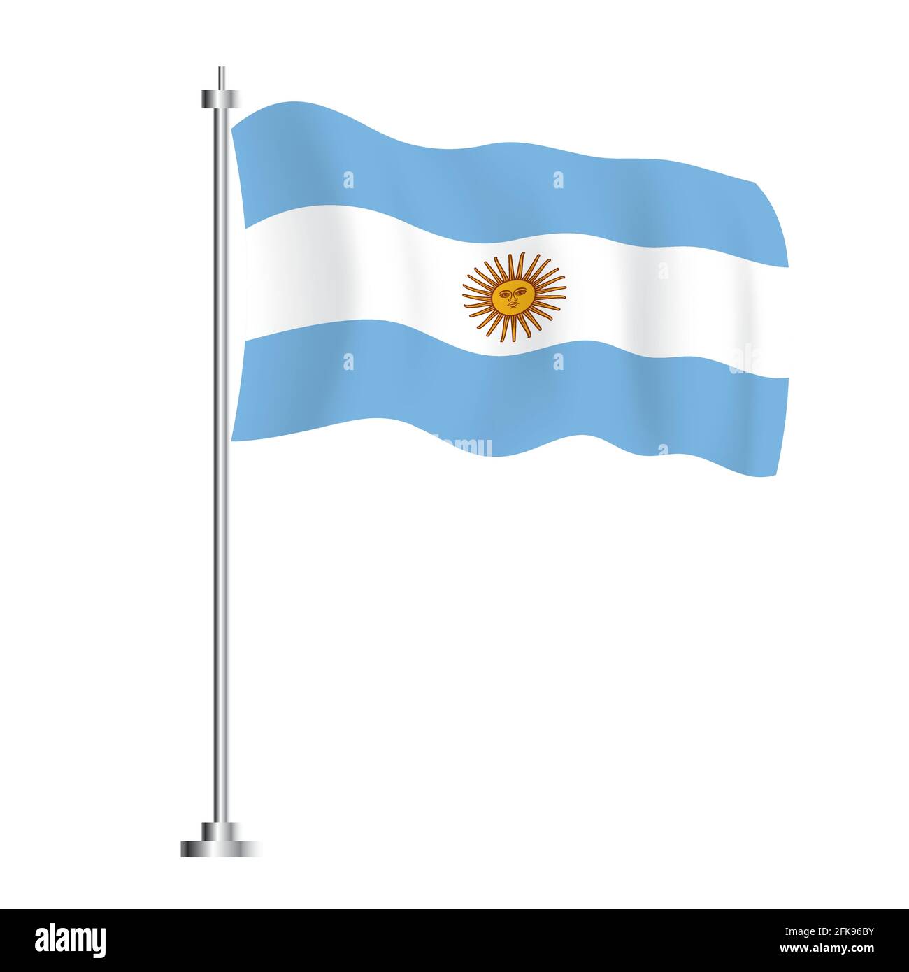 Argentinische Flagge. Isolierte Wellenflagge des Landes Argentinien. Vektorgrafik. Unabhängigkeitstag. Stock Vektor