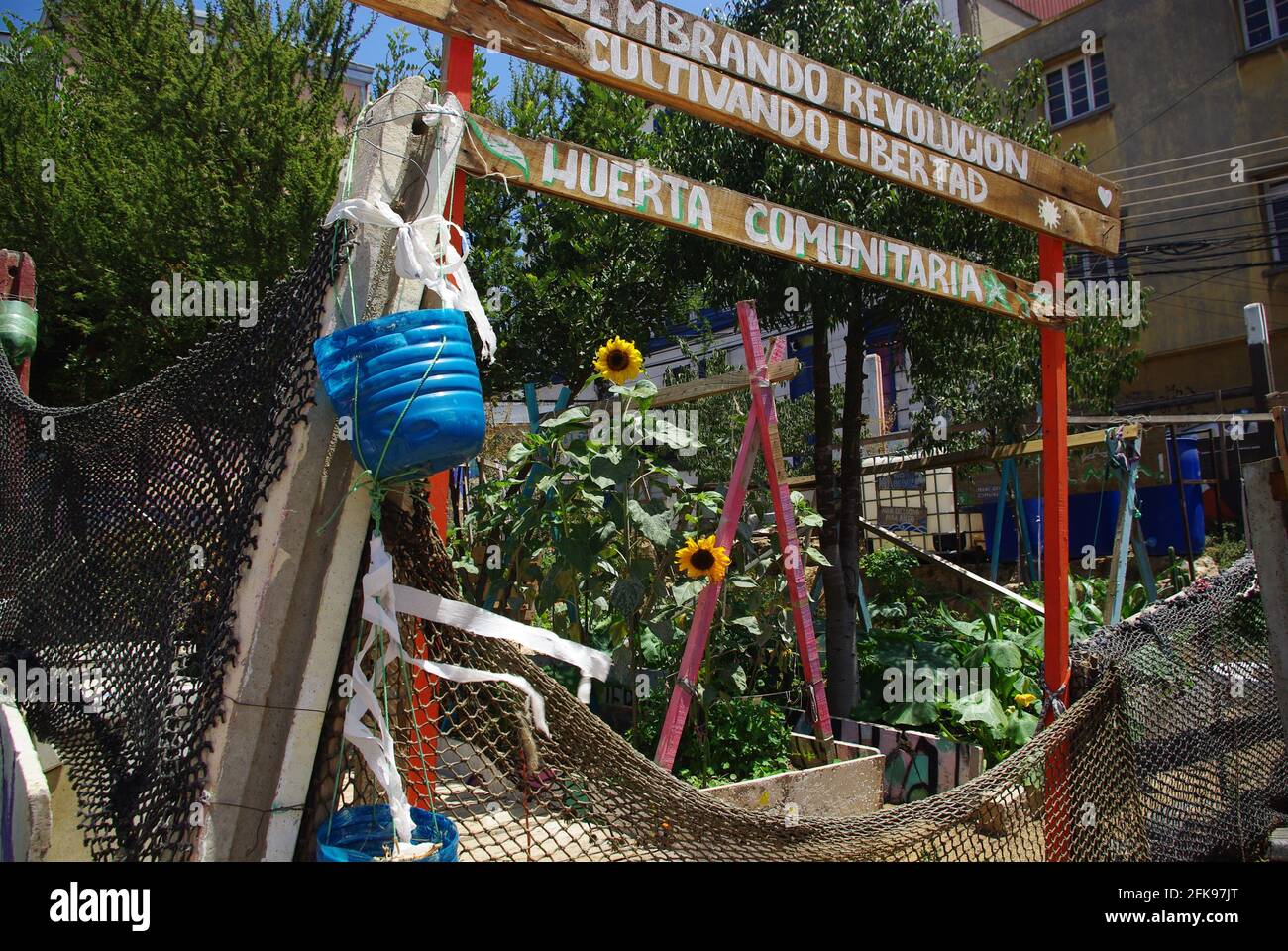 Gemeinschaftsgarten, Cerro Artilleria, Valparaiso, Chile, Südamerika Stockfoto