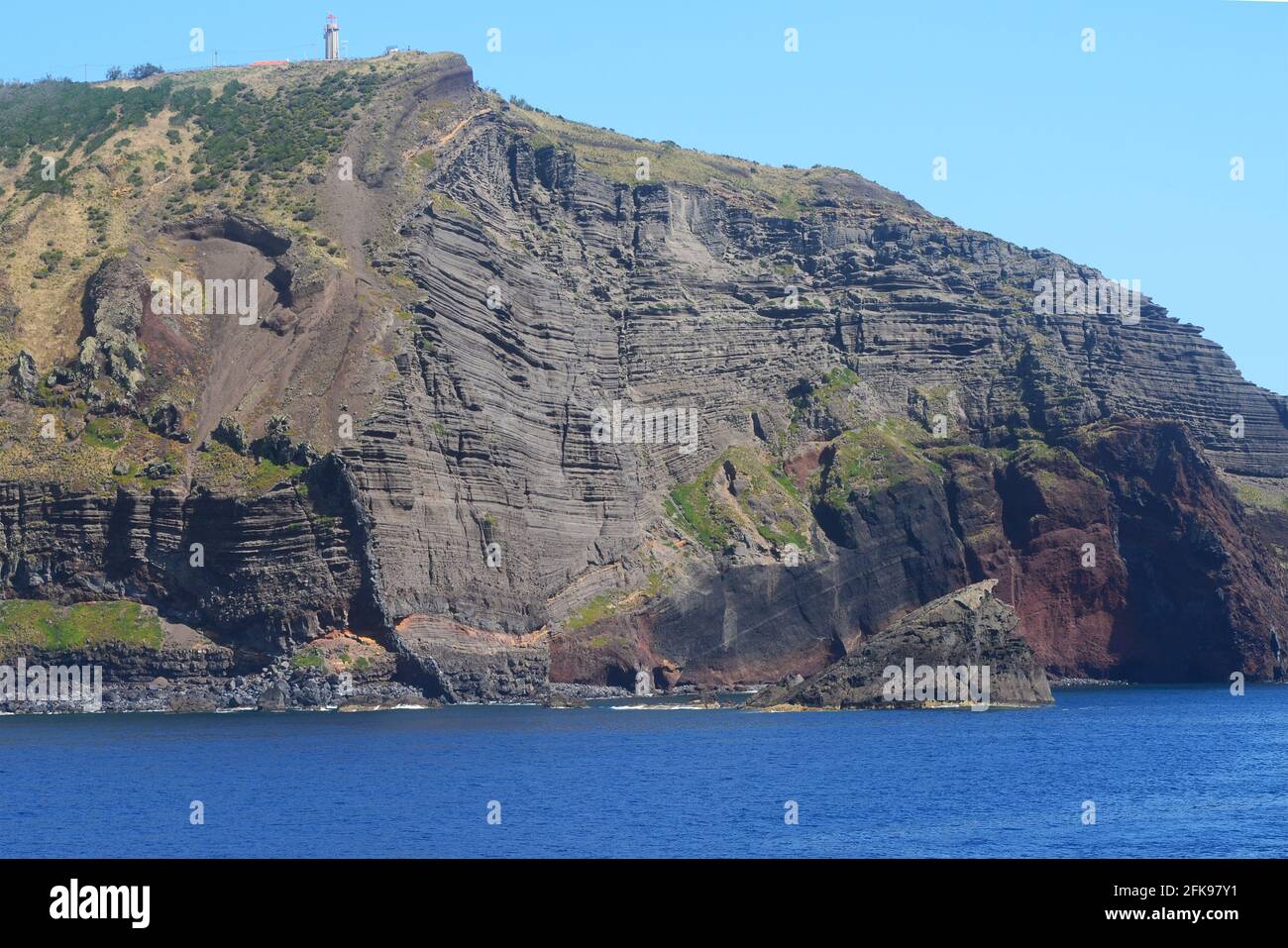 Die vulkanische Küste der Insel Graciosa, Azoren Archipel Stockfoto