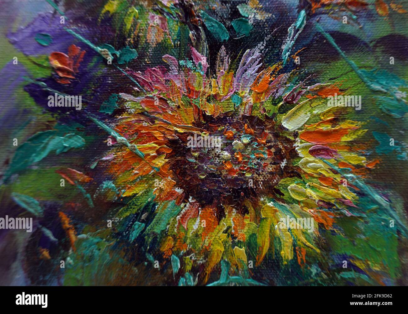 Farbe Malerei Kunst Klasse, Sonnenblumen Stockfoto