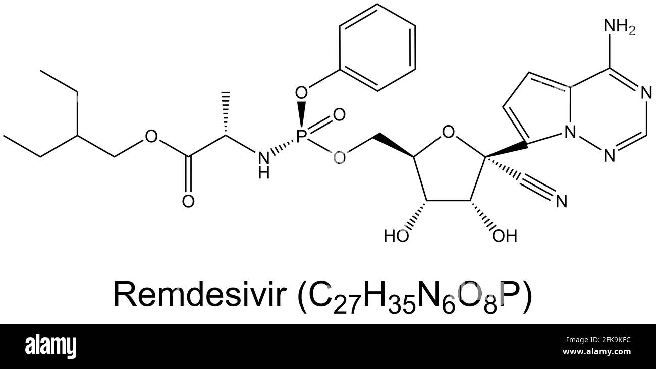 Remdesivir antivirale Medikamente Molekül chemische Formel Stockfoto