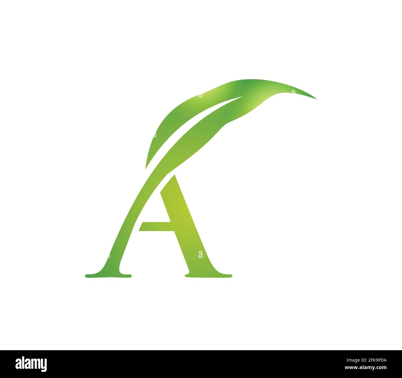Ein Vektor Illustration des Grünblatt-Monogramms Anfangsbuchstabe A Auf weißem Hintergrund Stock Vektor