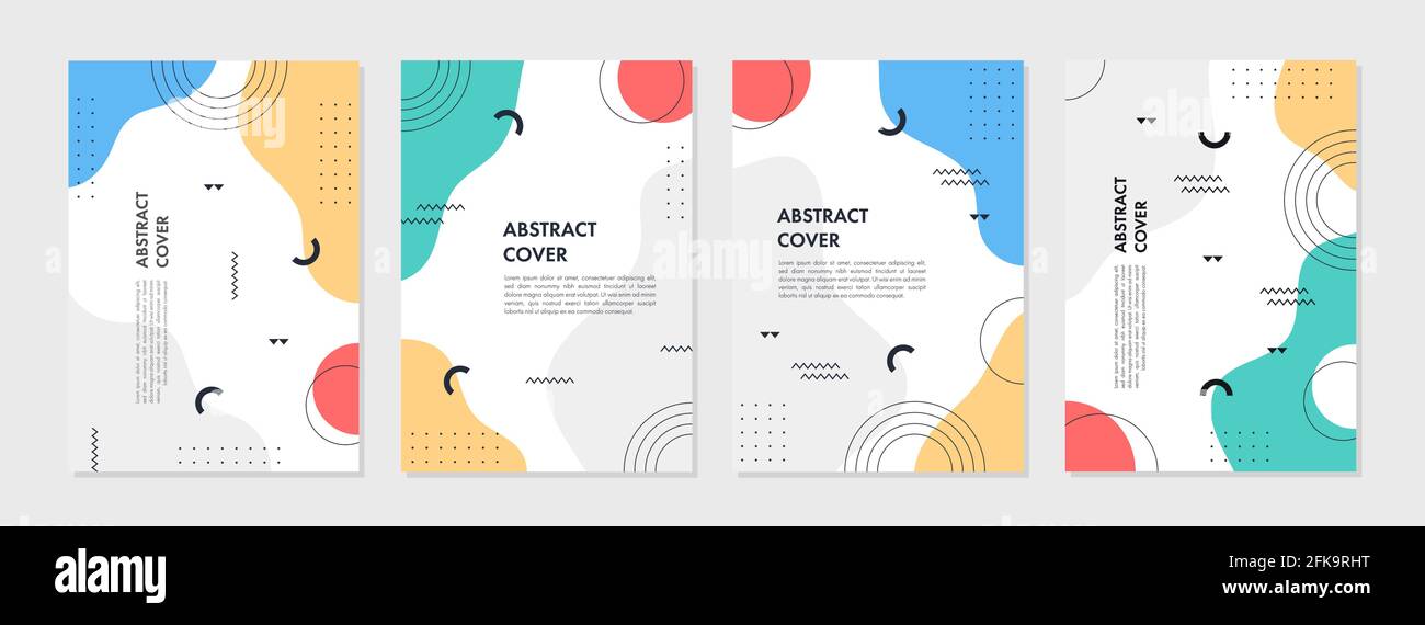 Set von abstrakten geometrischen memphis-Vorlagen. Universal Cover Designs for Annual Report, Broschüren, Flyers, Presentations, Leaflet, Magazin. Stock Vektor