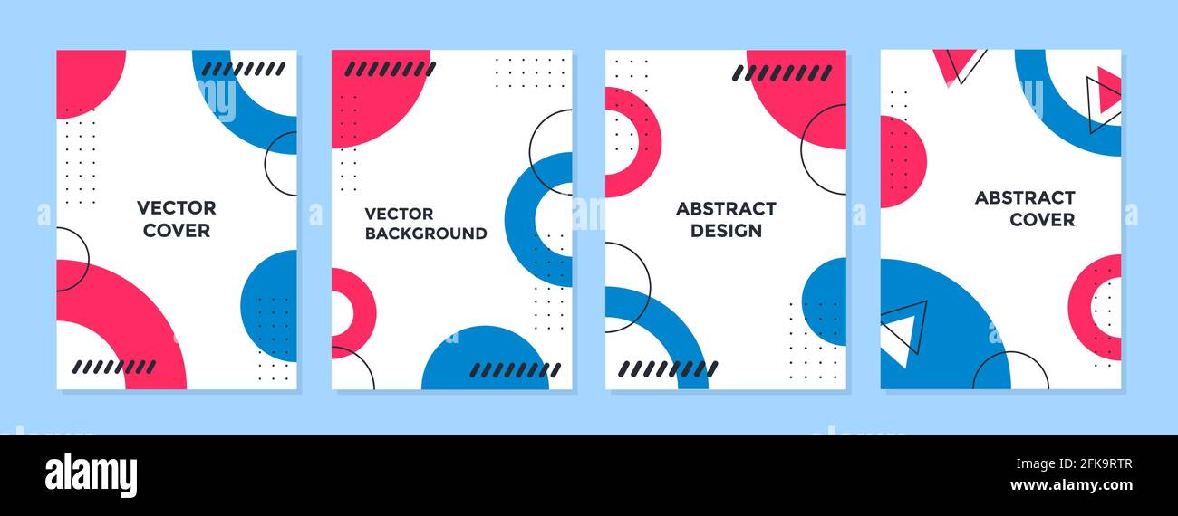 Set von abstrakten geometrischen memphis-Vorlagen. Universal Cover Designs for Annual Report, Broschüren, Flyers, Presentations, Leaflet, Magazin. Stock Vektor