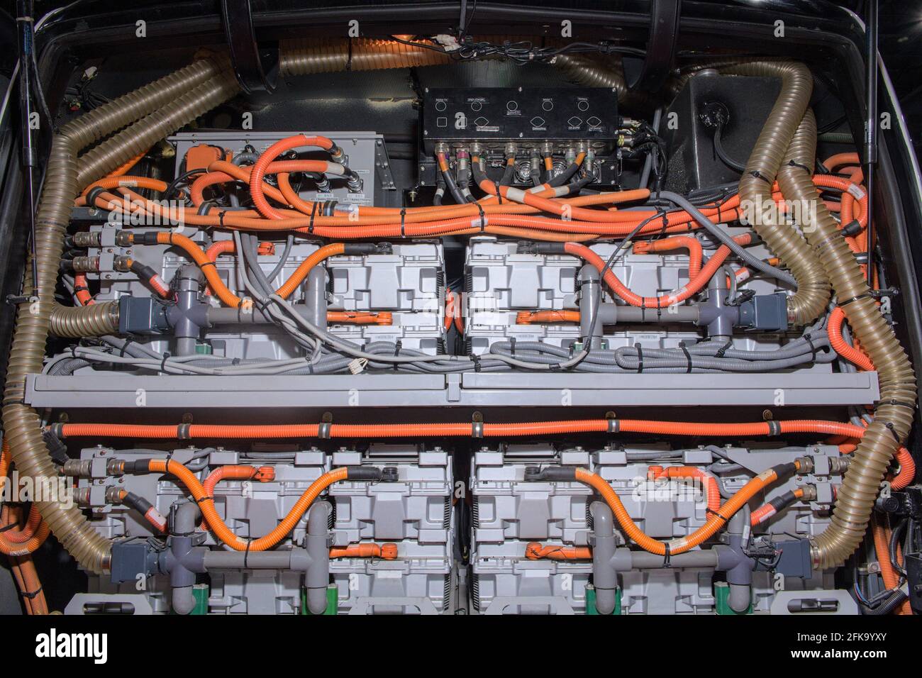 Industrieller Batteriespeicher für die elektrische Energie von Elektrobussen, Smart Car und intelligenter Technologie zum Schutz der Umwelt Stockfoto