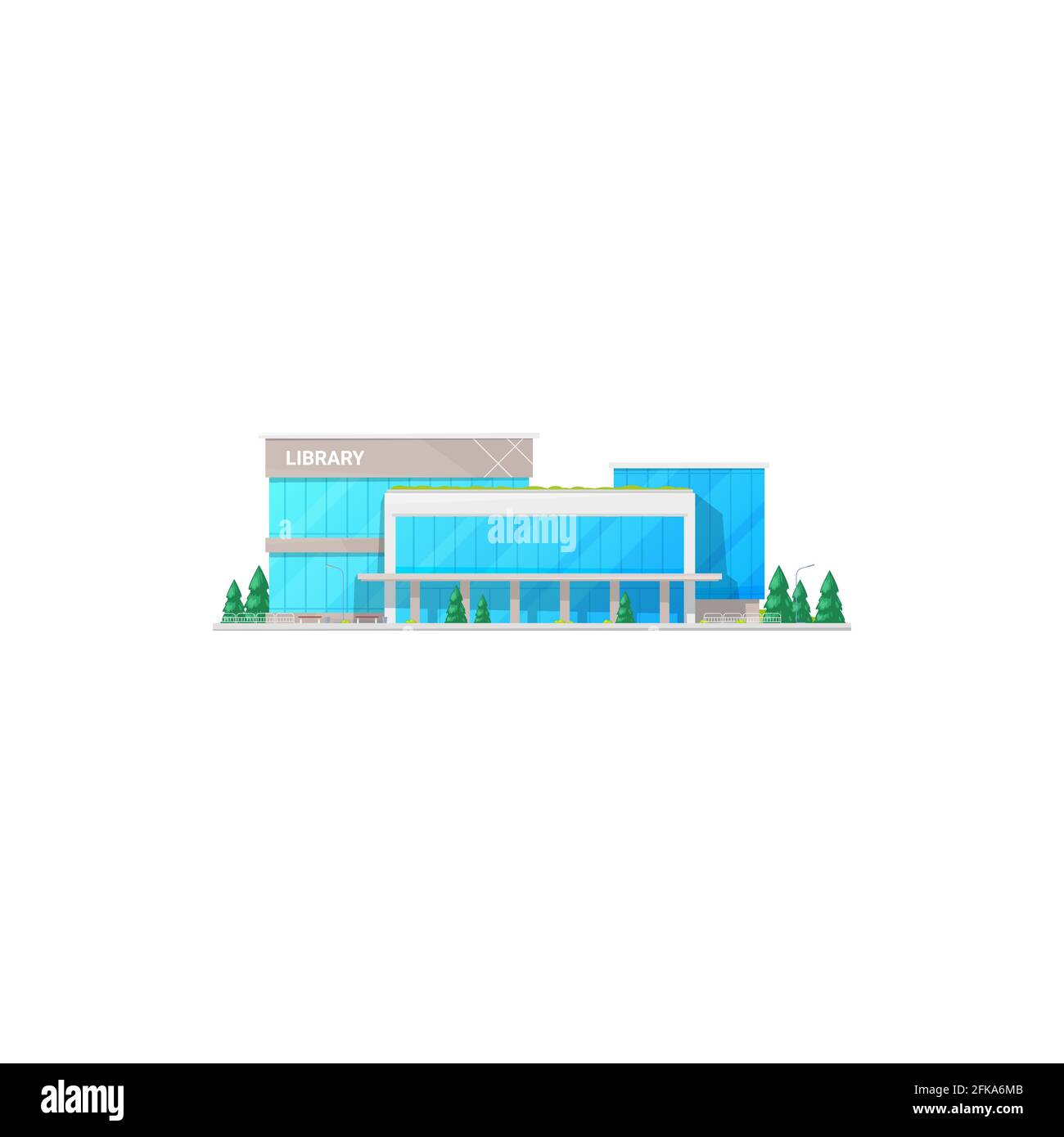 Bibliothek Studien- und Bildungshaus, zeitgenössische Gebäudefassade Außengestaltung isoliert. Vector Glasbibliothek Gebäude öffentliche Einrichtung. Athen Stock Vektor