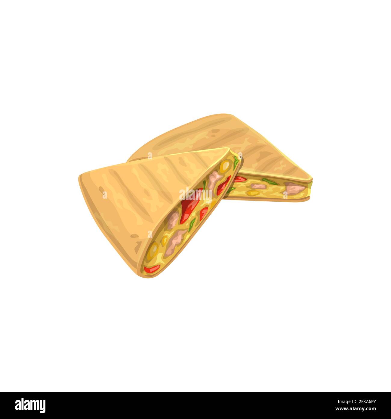 Quesadilla, Fast-Food-Snacks und Sandwiches sind ein isoliertes Symbol. Mexikanische Küche und Fastfood-Restaurant oder Street Food Bistro Lieferung und nehmen Stock Vektor