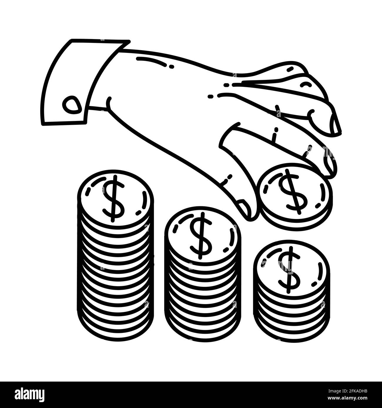 Finanzielle Aktivität in Investmentfonds Hand gezeichneter Symbolsatz Vektor. Stock Vektor