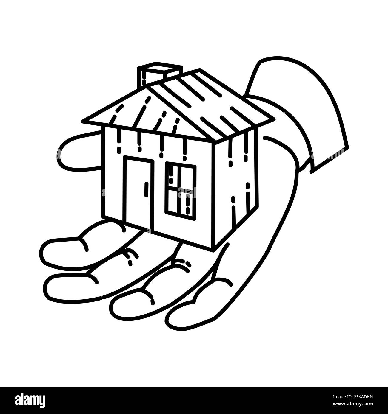 Finanzielle Aktivität In Hypothek Handgezeichnetes Symbol Set Vektor. Stock Vektor