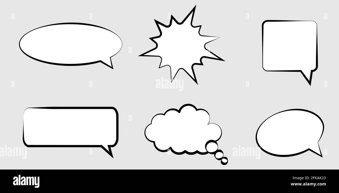 Set von Comic leere Sprechblasen. Vektorgrafik auf grauem Hintergrund Stock Vektor Set von Comic leere Sprechblasen. Vektorgrafik auf grauem Hintergrund Stock Vektor