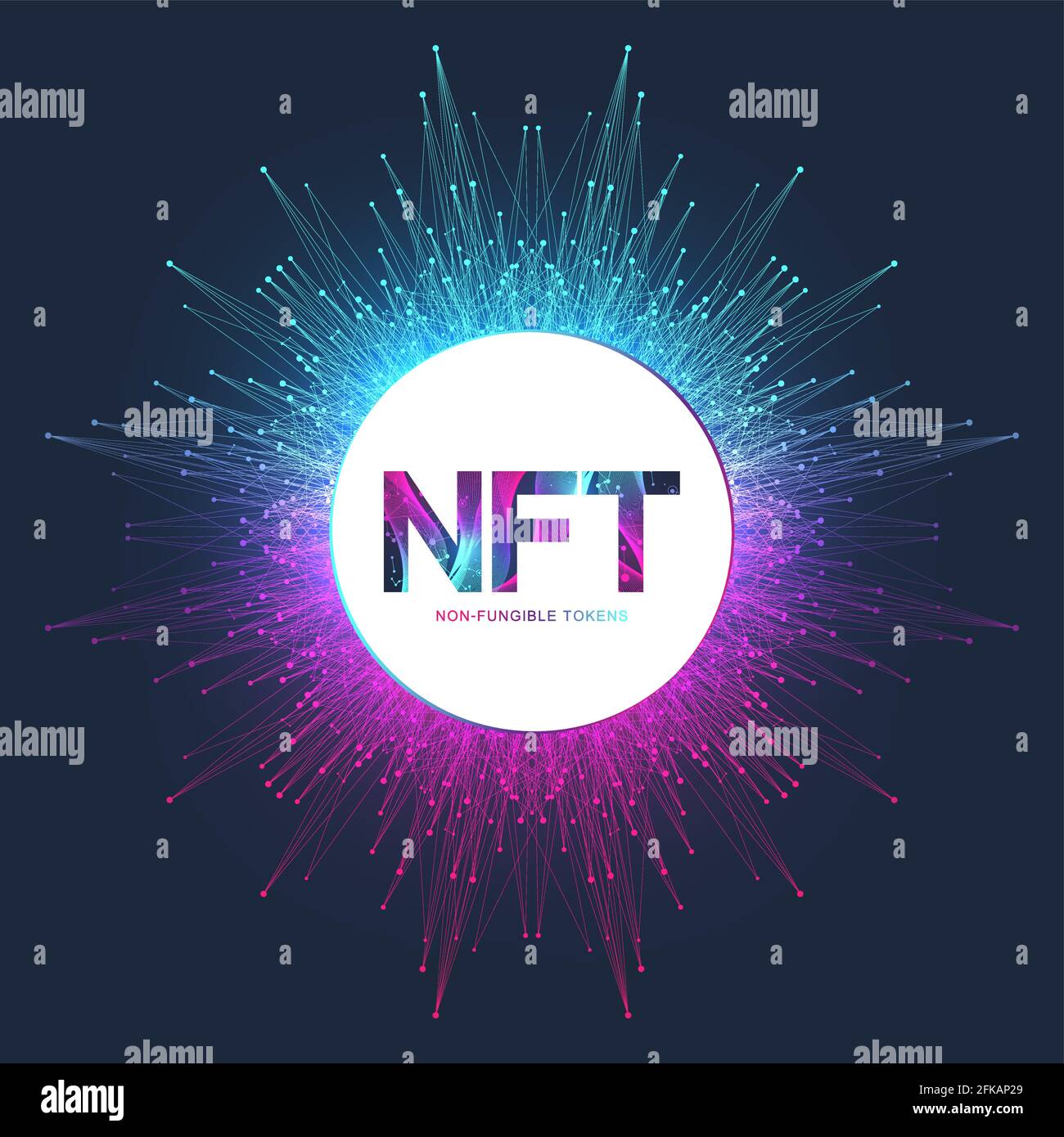 Nicht fungibler NFT-Token. Symbol für nicht-fungible Token für das Konzept NFT. Symbol-Vektor für Hightech-Technologie. Stock Vektor