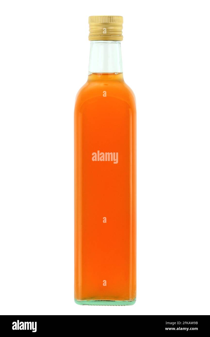 Eine Flasche rohen und ungefilterten Apfelessig aus biologischem Anbau mit Mutterenzymen Stockfoto