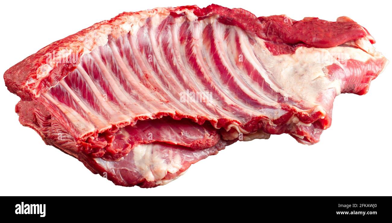 Isolierte frische rohe Rindfleisch Rippchen Fleisch Teil Stockfoto
