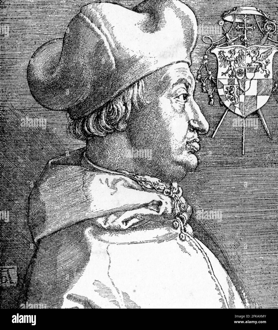 Albrecht von Brandenburg. Stich von Albrecht Durer. Stockfoto