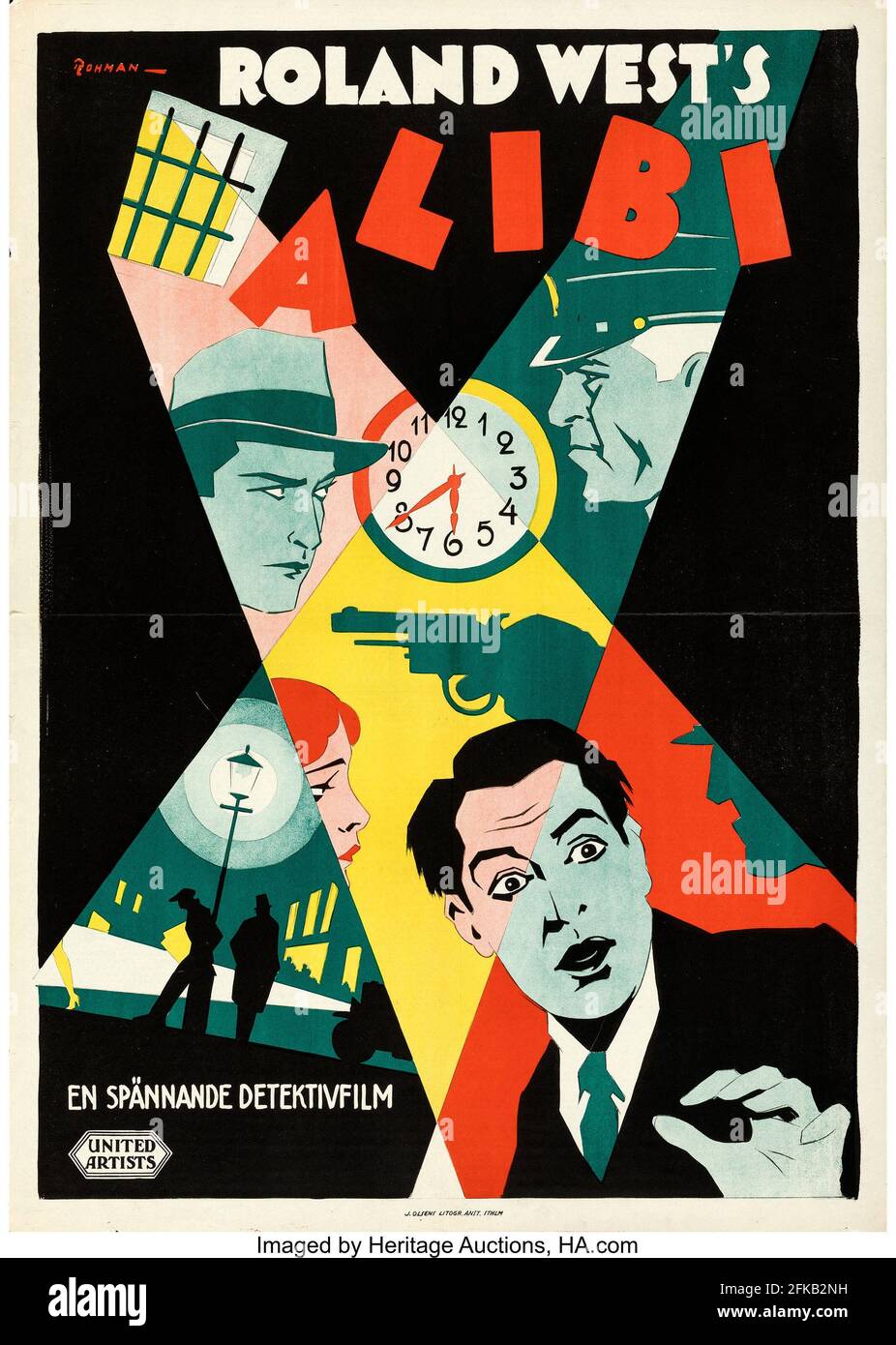 Filmposter: Alibi ist ein amerikanischer Pre-Code-Kriminalfilm aus dem Jahr 1929 von Roland West. Stockfoto