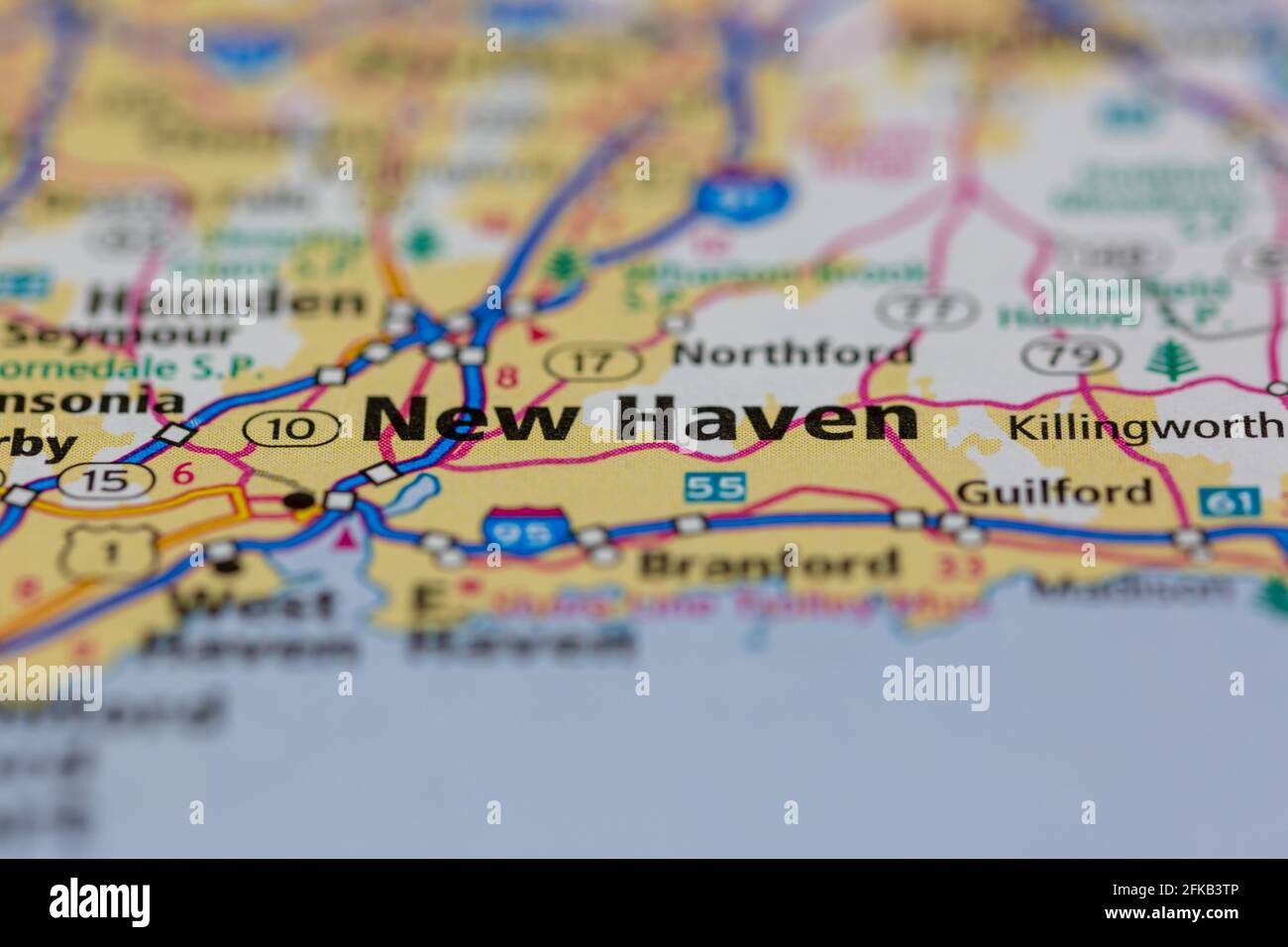 New Haven Connecticut USA auf einer Geographie-Karte oder angezeigt Straßenkarte Stockfoto