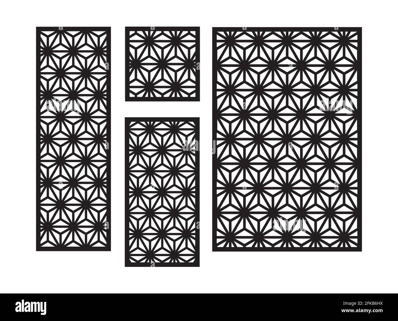 Moderne Blumen cnc-Muster. Dekorpaneel, Leinwand, Wand. Vektor cnc-Panel für Laserschneiden. Schablone für Innenwand, Raumteiler, Privatsphäre Stock Vektor
