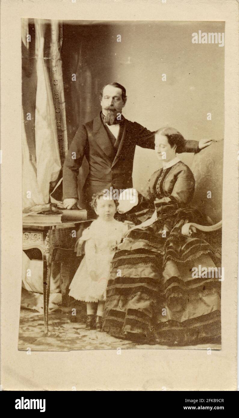 Die kaiserliche Familie Charles-Louis-Napoléon Bonaparte (Napoleon III.) (1808-1873). Eugénie de Montijo, Gräfin von Teba (Kaiserin der Franzosen) (1826-1920). Ihr Sohn Louis Napoléon Eugène Jean Joseph Bonaparte (1856-1879) Paris, Fondation Napoléon Stockfoto