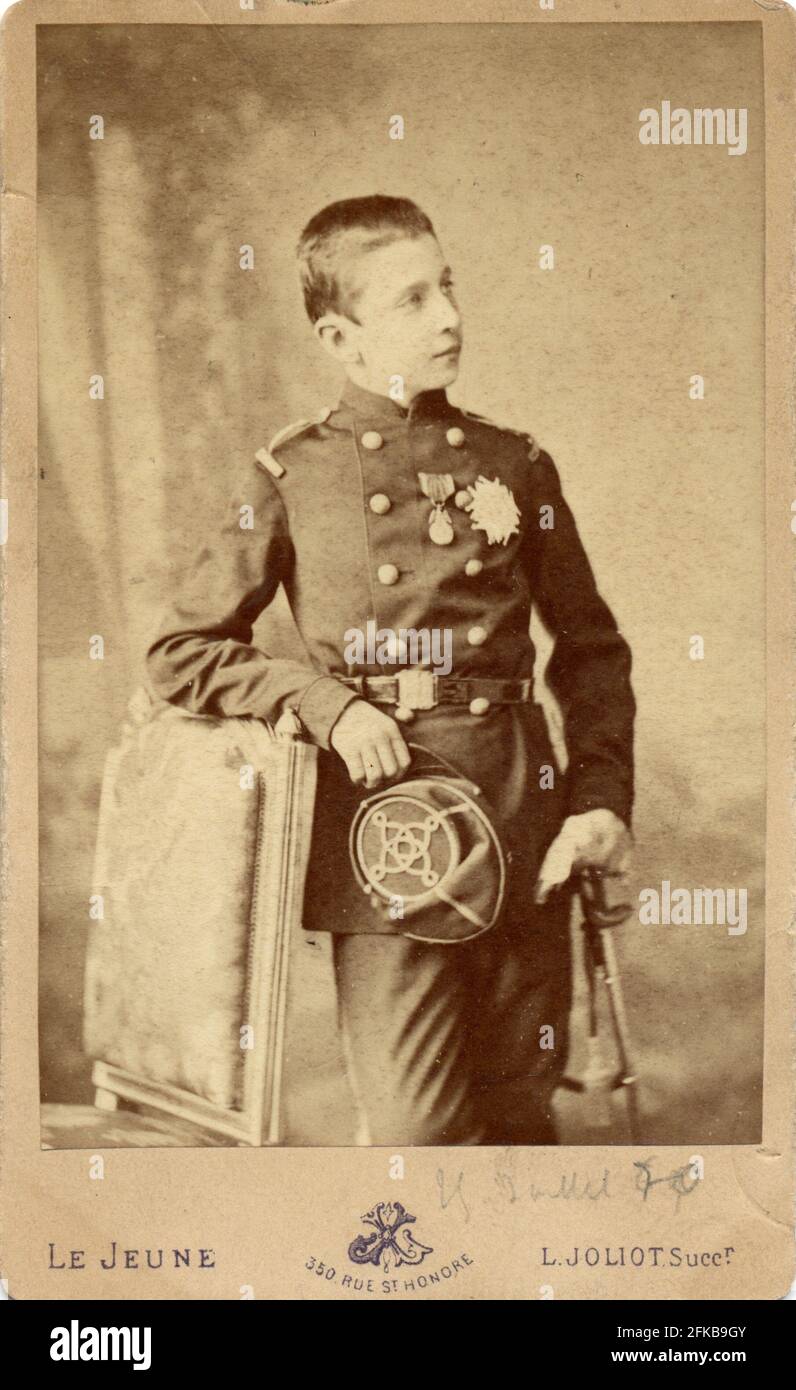 Louis Napoleon Eugène Jean Joseph Bonaparte (1856-1879). Sohn Napoleons III. Und Eugénie de Montijo, Gräfin von Teba (Kaiserin der Franzosen). Foto von Le Jeune. Paris, Fondation Napoléon Stockfoto