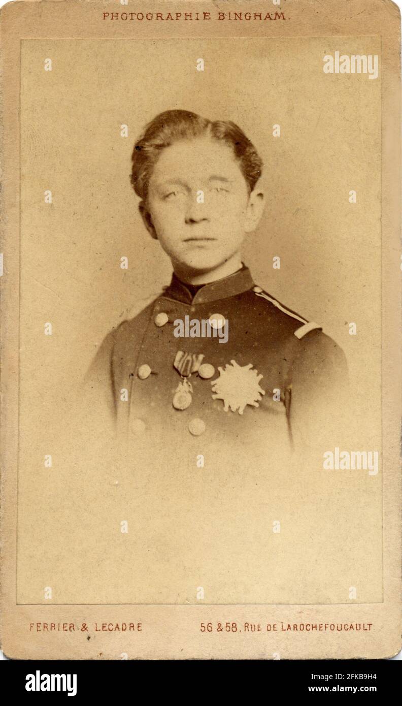 Louis Napoleon Eugène Jean Joseph Bonaparte (1856-1879). Sohn Napoleons III. Und Eugénie de Montijo, Gräfin von Teba (Kaiserin der Franzosen). Foto von Bingham / Ferrier et Lecadre. Paris, Fondation Napoléon Stockfoto