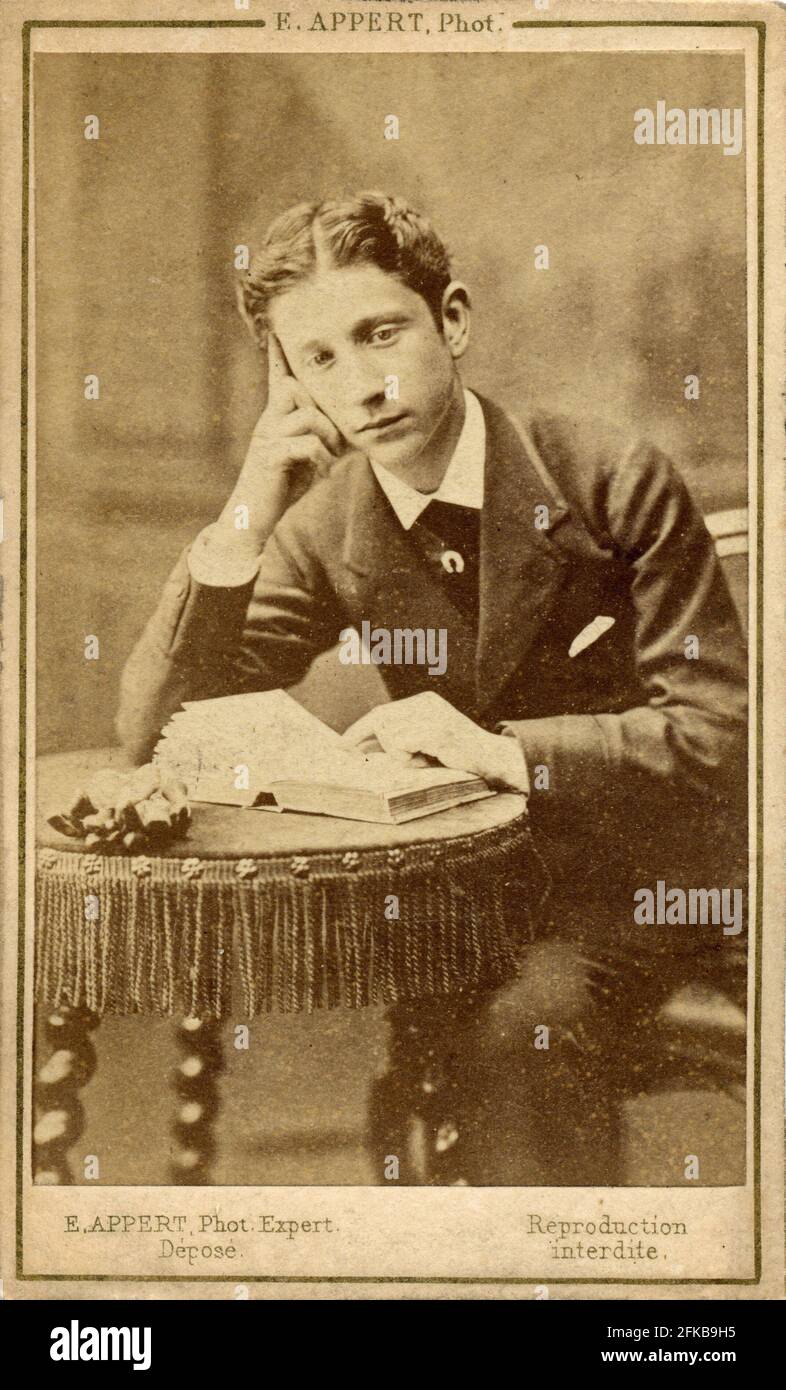 Louis Napoleon Eugène Jean Joseph Bonaparte (1856-1879). Sohn Napoleons III. Und Eugénie de Montijo, Gräfin von Teba (Kaiserin der Franzosen). Foto von E. Appert. Paris, Fondation Napoléon Stockfoto