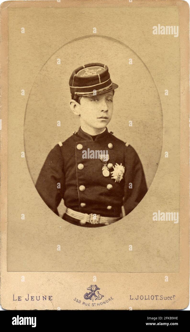 Louis Napoleon Eugène Jean Joseph Bonaparte (1856-1879). Sohn Napoleons III. Und Eugénie de Montijo, Gräfin von Teba (Kaiserin der Franzosen). Foto von Le Jeune. Paris, Fondation Napoléon Stockfoto