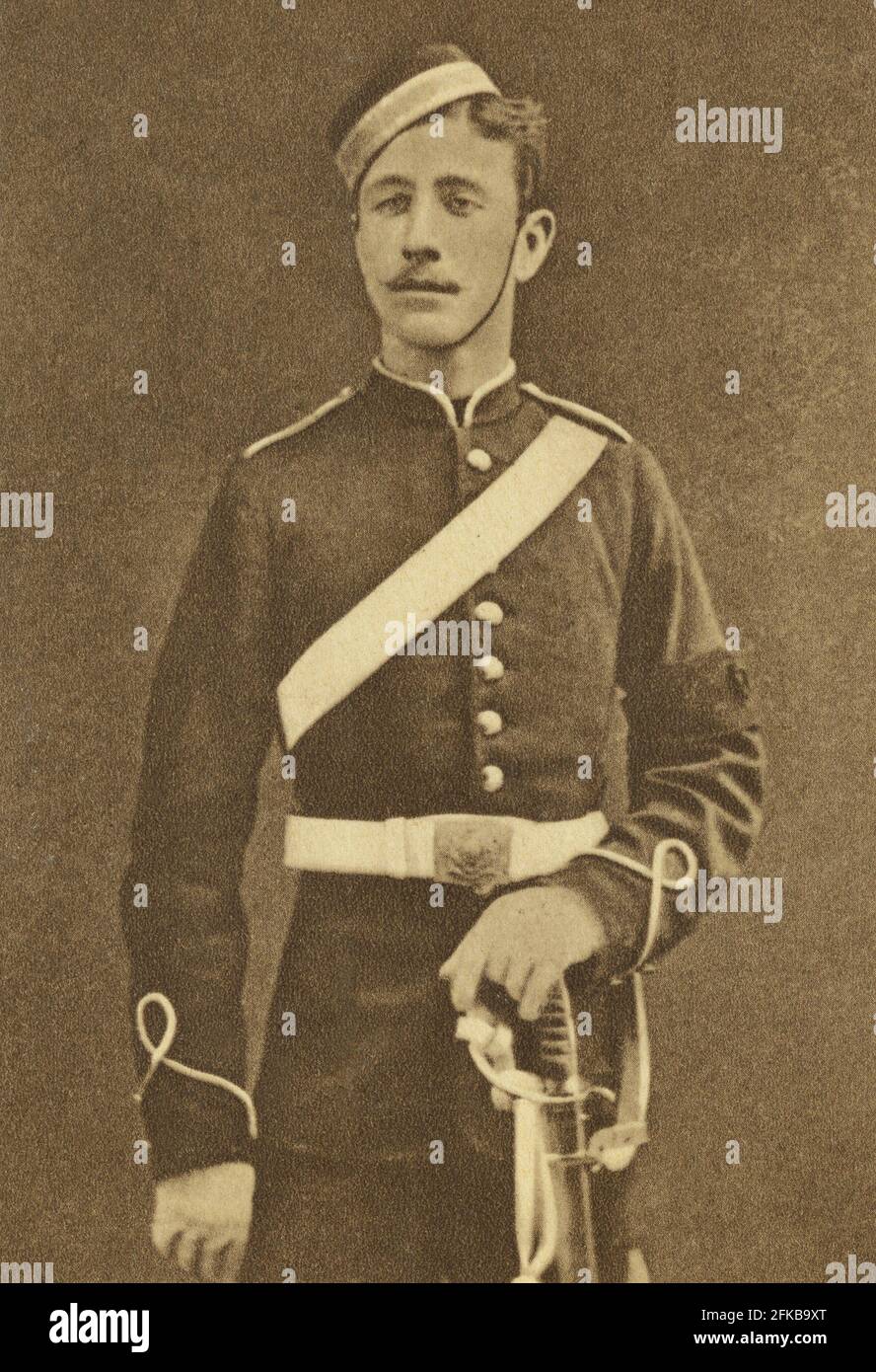 Der kaiserliche Prinz Louis Napoléon Eugène Jean Joseph Bonaparte (1856-1879) trägt die Uniform der Woolwich-Kadetten. In Anerkennung der Gastfreundlichkeit von Königin Victoria nahm er an der britischen Armee Teil. Stockfoto