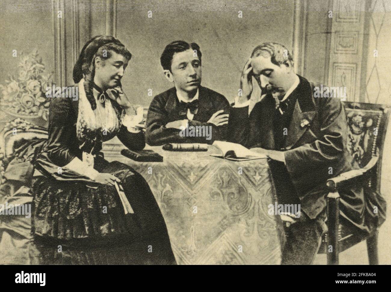 Der kaiserliche Framily in Chislehurst Napoleon III. (1808-1873) mit seiner Frau Kaiserin Eugénie (1826-1920) und ihrem Sohn Louis Napoléon Eugène Jean Joseph Bonaparte (1856-1879). Stockfoto