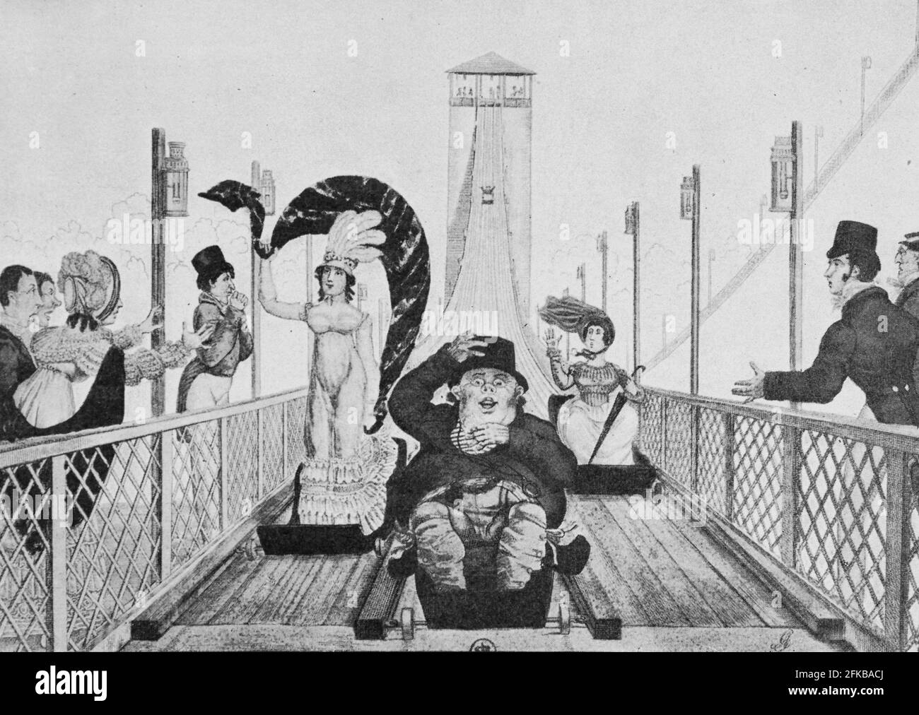 Roller Coaster in Les Ternes, Paris, um 1850. Gravur. In : Louis Barron, Paris Pittoresque 1800-1900. La Vie - Les Moeurs - Les Plaisirs, Paris, Société Française d'Editions d'Art L.-Henry Mai 1899. Stockfoto